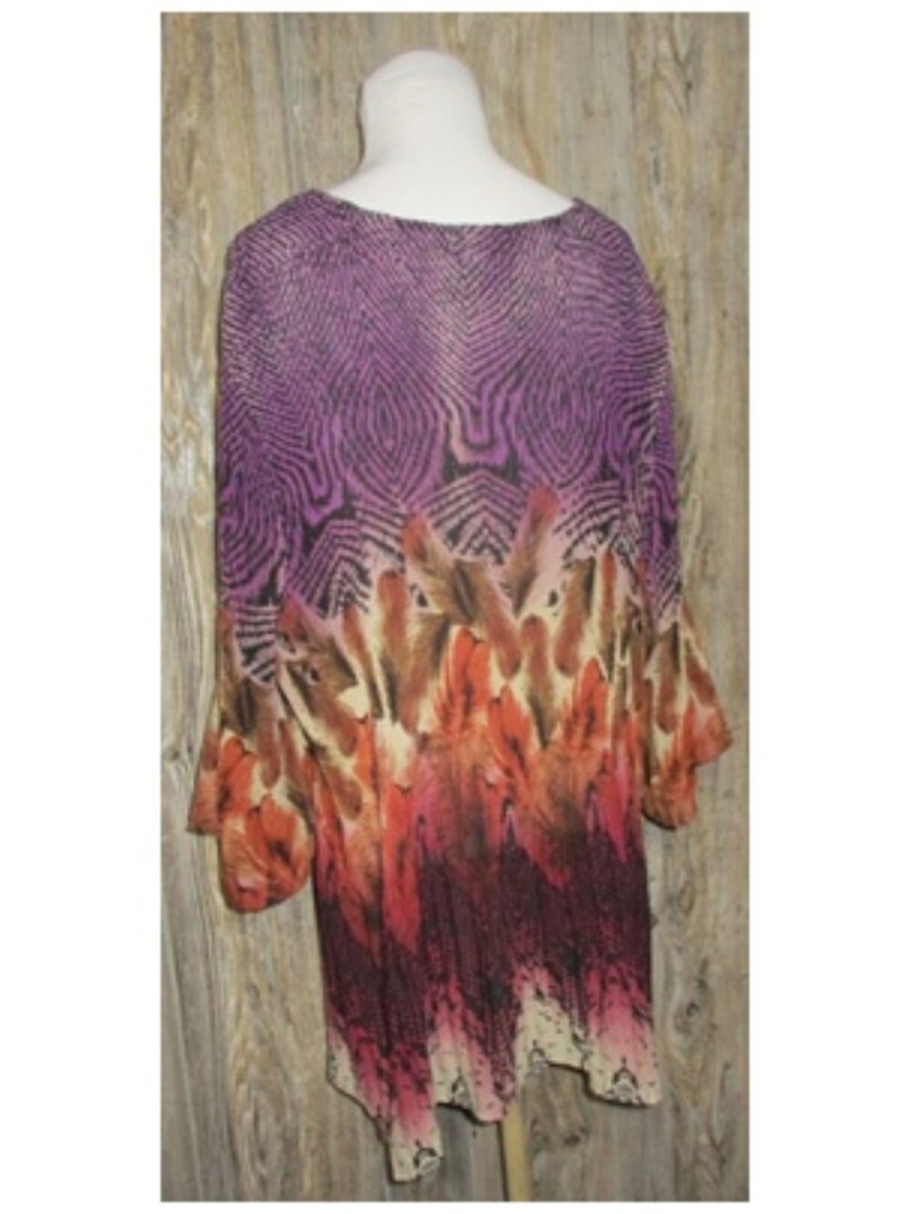 Catherines Crinkle Leaf V Neck 3/4 Slv Womens Petite Sz 2XWP Fairy Grunge Witch - Picture 3 of 13